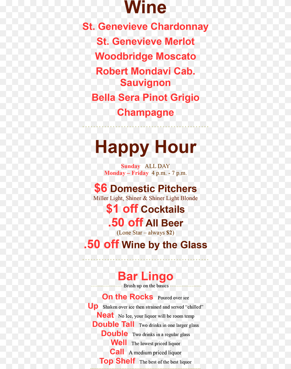 Drink Menu Wine Happy Hour Carmine, Advertisement, Poster, Text Png
