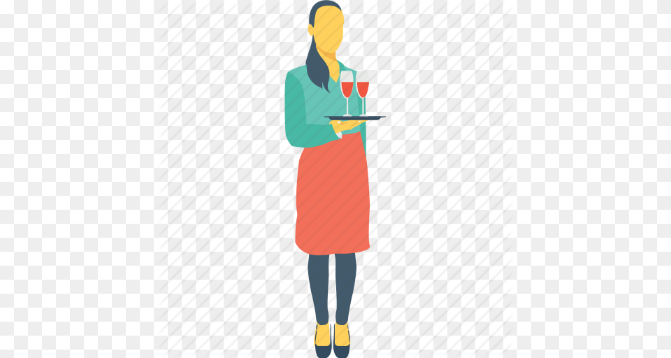 Drink Serving Female Waiter Waitress Wine Serving Icon, Person, Standing Png