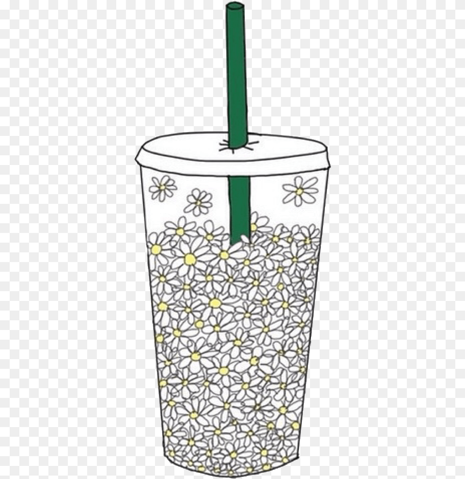 Drink Starbucks Coffee Cup White Flowers Daisy Aestheti, Chandelier, Lamp Png Image