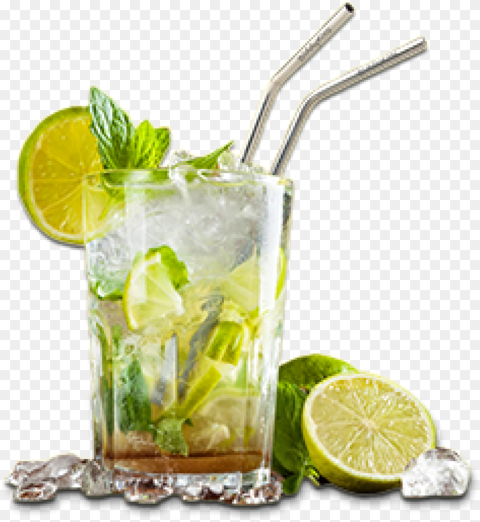 Drink With Stainless Straw, Alcohol, Beverage, Cocktail, Mojito Png Image