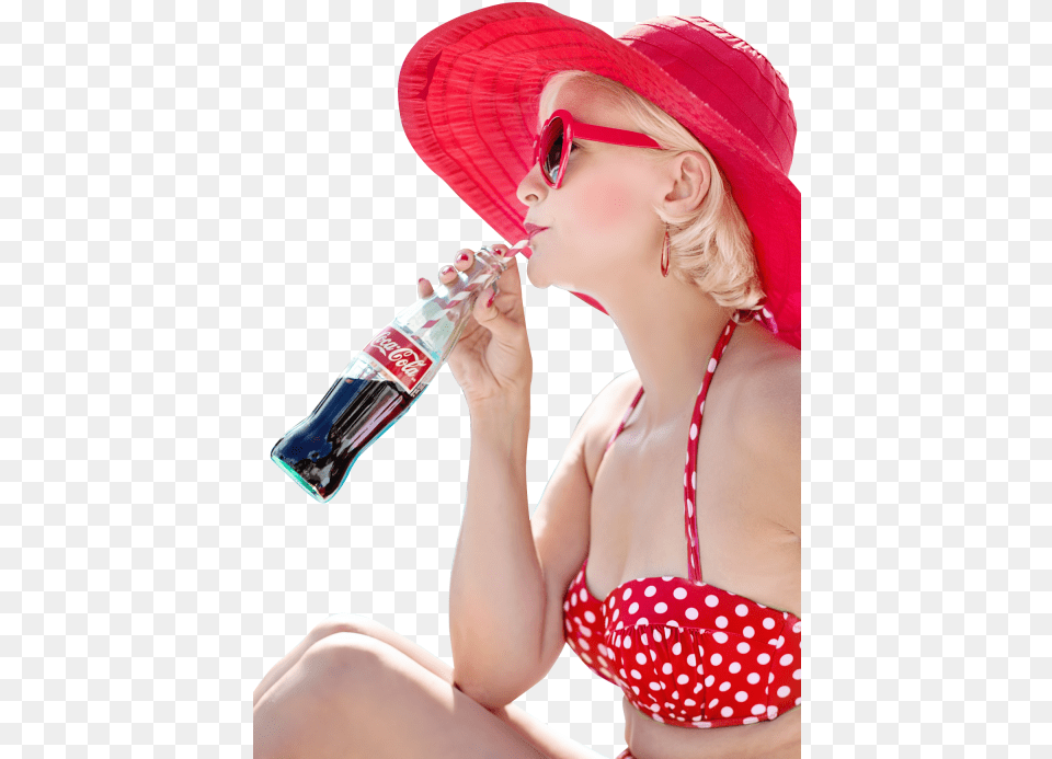 Drinking Coca Cola, Adult, Person, Hat, Woman Png Image