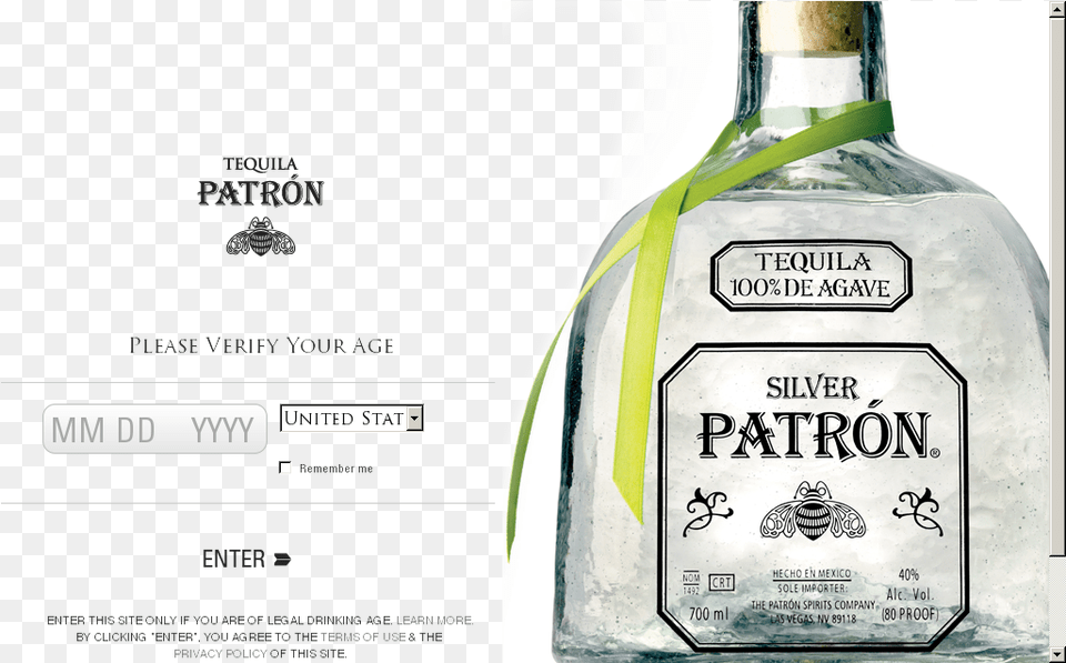 Drinkliqueurdistilled Beveragealcoholic Beveragebottleglass Patron Silver Tequila, Alcohol, Beverage, Liquor, Gin Free Png