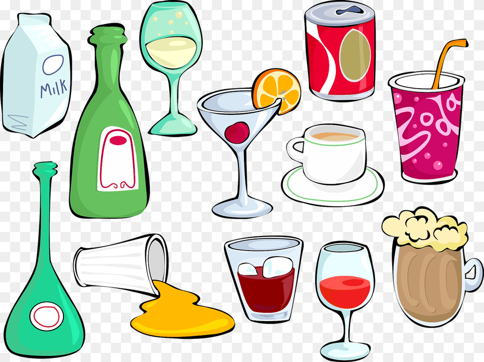Drinks Clipart, Cup, Glass, Cutlery, Beverage Free Png Download