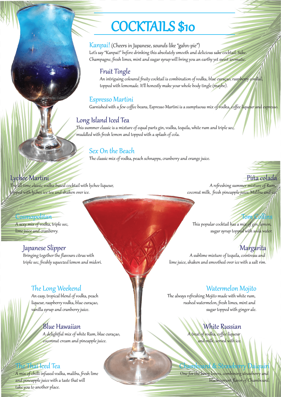 Drinks Menu Cocktails Martini Glass Free Png Download
