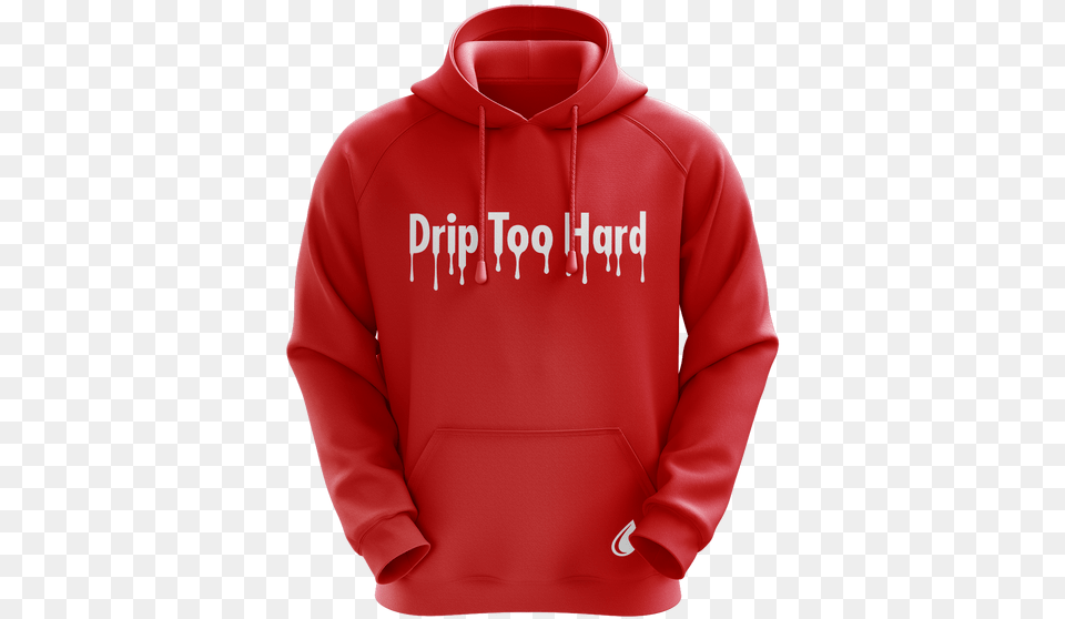 Drip Too Hard Red Hoodie Bewdley High School Pe Kit, Clothing, Knitwear, Sweater, Sweatshirt Free Png Download