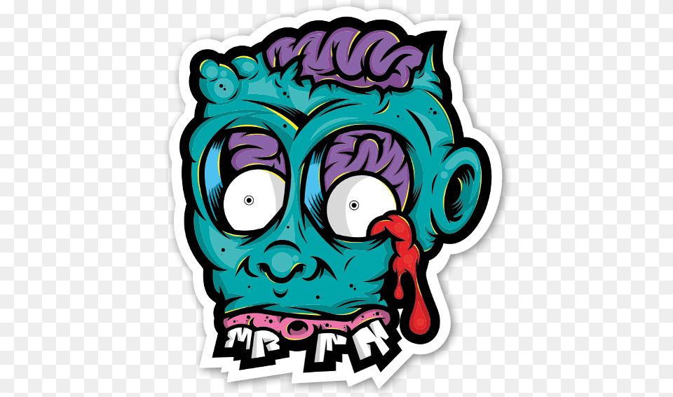 Drippy Zombie Sticker Zombie Brain Cartoon Clipart, Art, Book, Comics, Publication Png Image