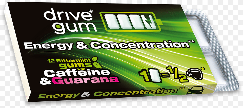 Drive Gum Energy Gum With Caffeine And Guarana, Text Free Transparent Png