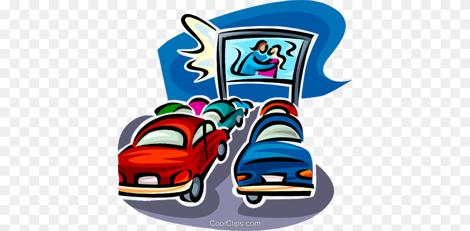 Drive In Theatre Royalty Vector Clip Art Illustration, Car, Vehicle, Transportation, Wheel Free Png Download