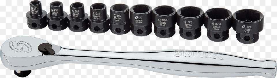 Drive Sae Low Profile Impact Socket Set With Ratchet, Wrench Png Image