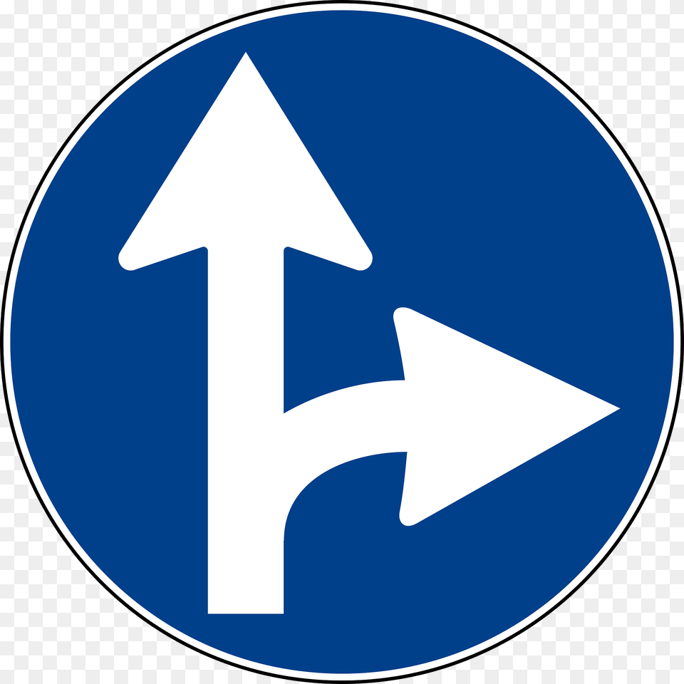 Drive Straight Or Turn Right Clipart, Sign, Symbol, Disk, Weapon Free Png