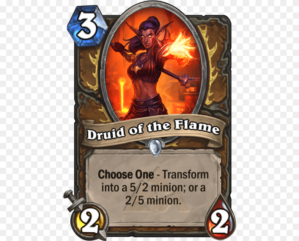 Druid Of The Flame Hearthstone Battlecry Cards, Adult, Advertisement, Female, Person Free Transparent Png
