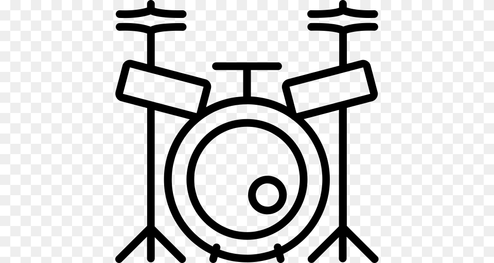 Drum Kit Monochrome Drum Set Icon With And Vector Format, Gray Free Transparent Png