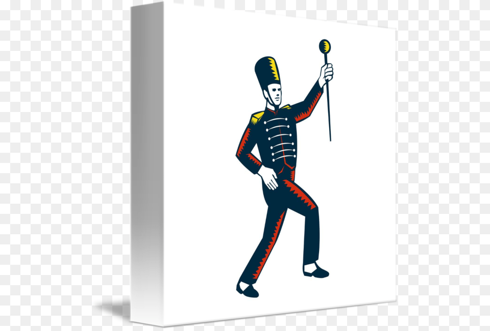 Drum Major Marching Band Leader Woodcut, People, Person, Face, Head Png Image