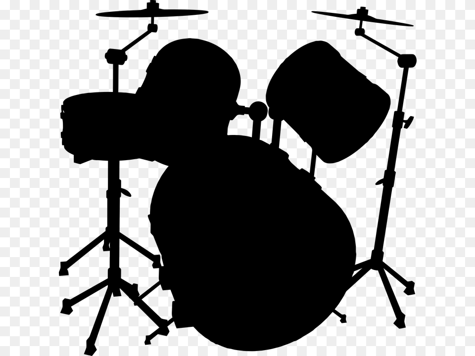 Drum Set Black And White Transparent Drum Set Black And White, Gray Png Image