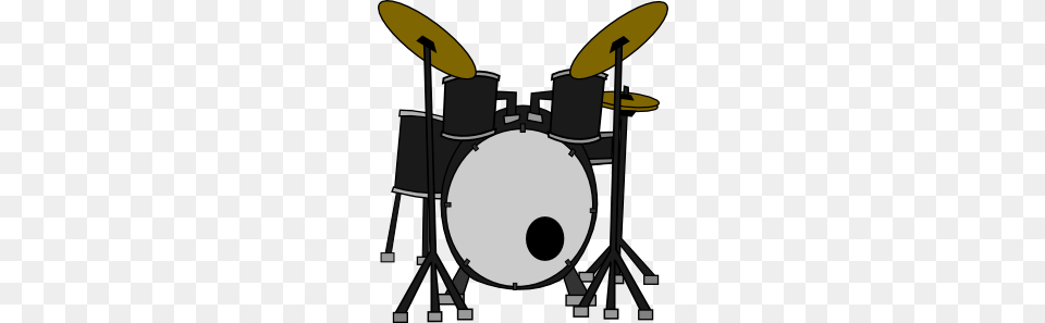 Drum Set Clipart Black And White, Musical Instrument, Percussion, Device, Grass Png