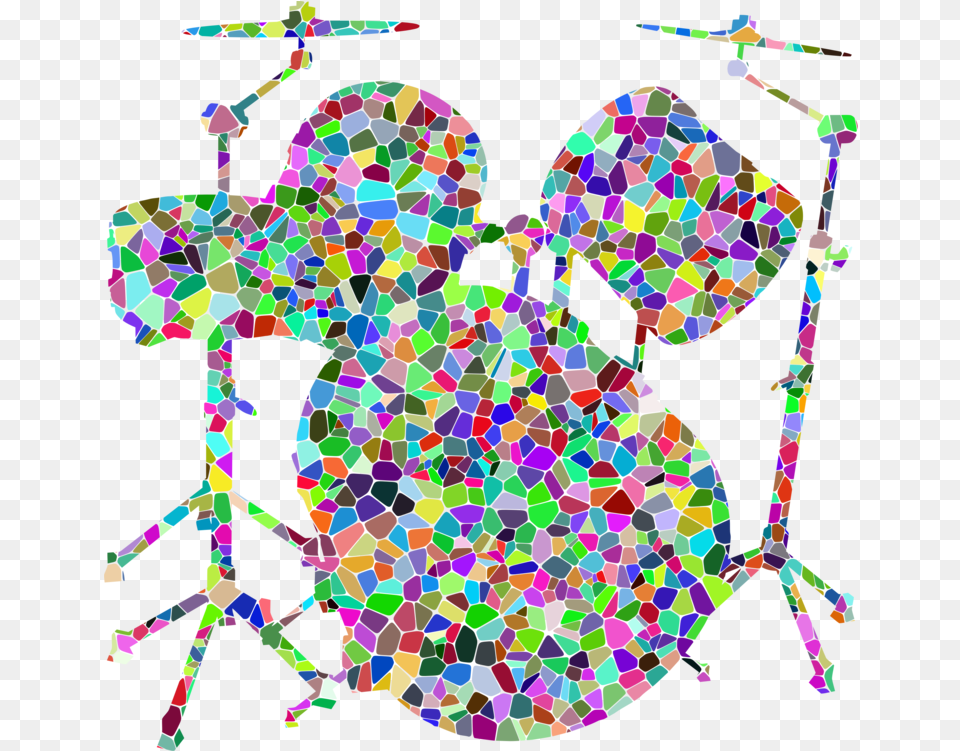 Drum Set Drum Kits Music Snare Drums Percussion Piano Clipart Silhouette Colourful, Paper, Art, Confetti Free Png