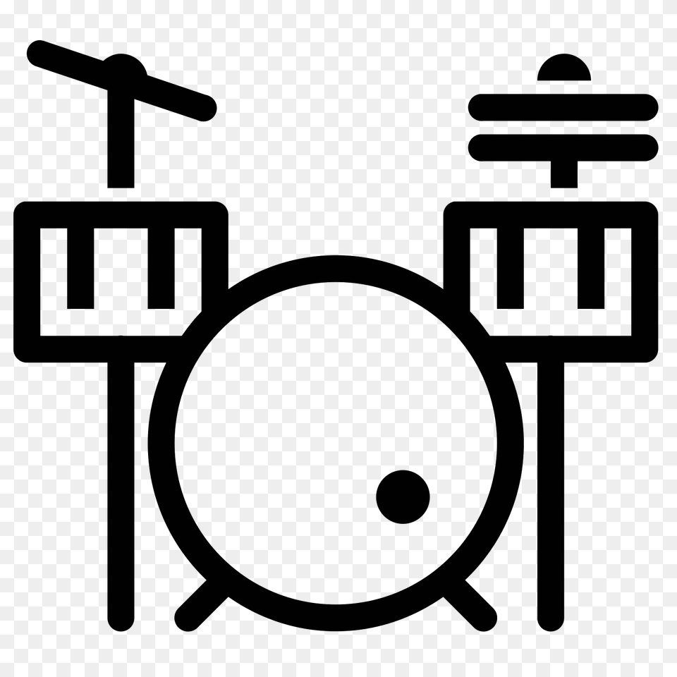 Drum Set Icon, Gray Png