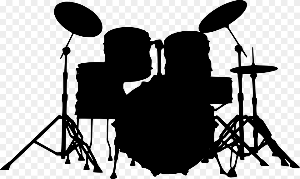 Drums Instruments Musical Drummer Concert Background Drum Set, Gray Free Png