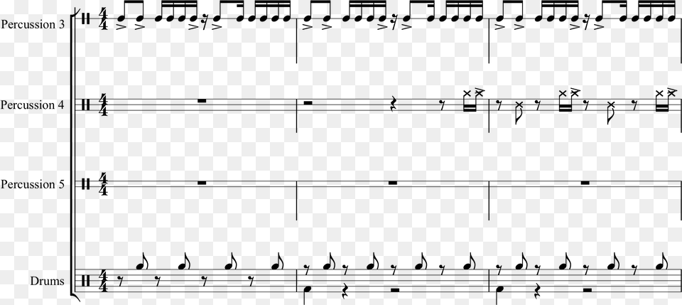 Drumsets With Less Than Five Lines Sheet Music, Gray Free Png Download