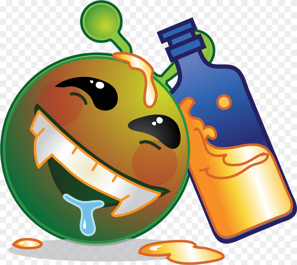 Drunk Smiley Green Alien, Brush, Device, Tool, Bottle Free Png Download