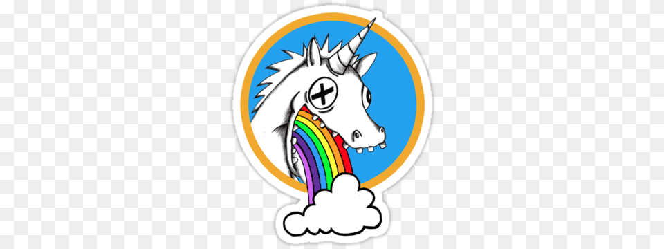 Drunk Unicorns Make Rainbows Sticker, Logo, Animal, Mammal Png