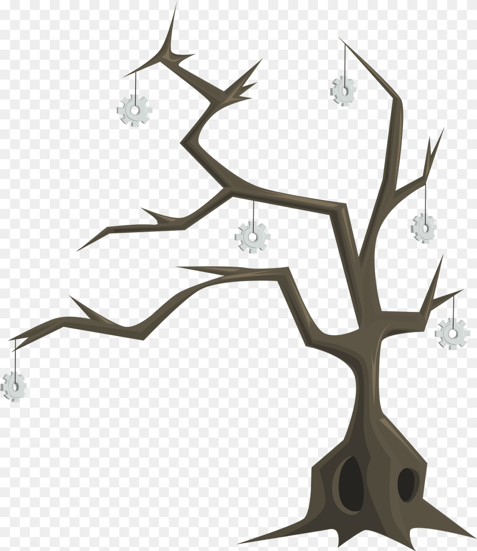 Dry Brown Gear Tree Fantasy Clipart, Art, Graphics, Pattern, Vegetation Free Png