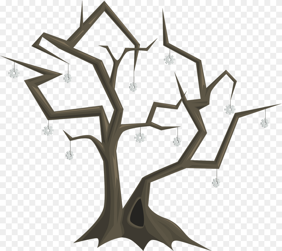 Dry Brown Gear Tree Fantasy Clipart, Vegetation, Plant, Cross, Symbol Free Png Download