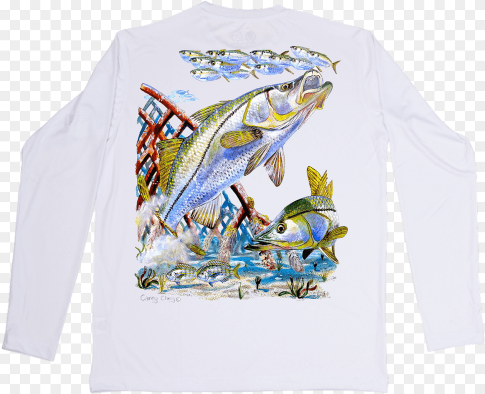 Dry Fit Shirt With Snook Print By Carey Chen, T-shirt, Clothing, Long Sleeve, Sleeve Free Png