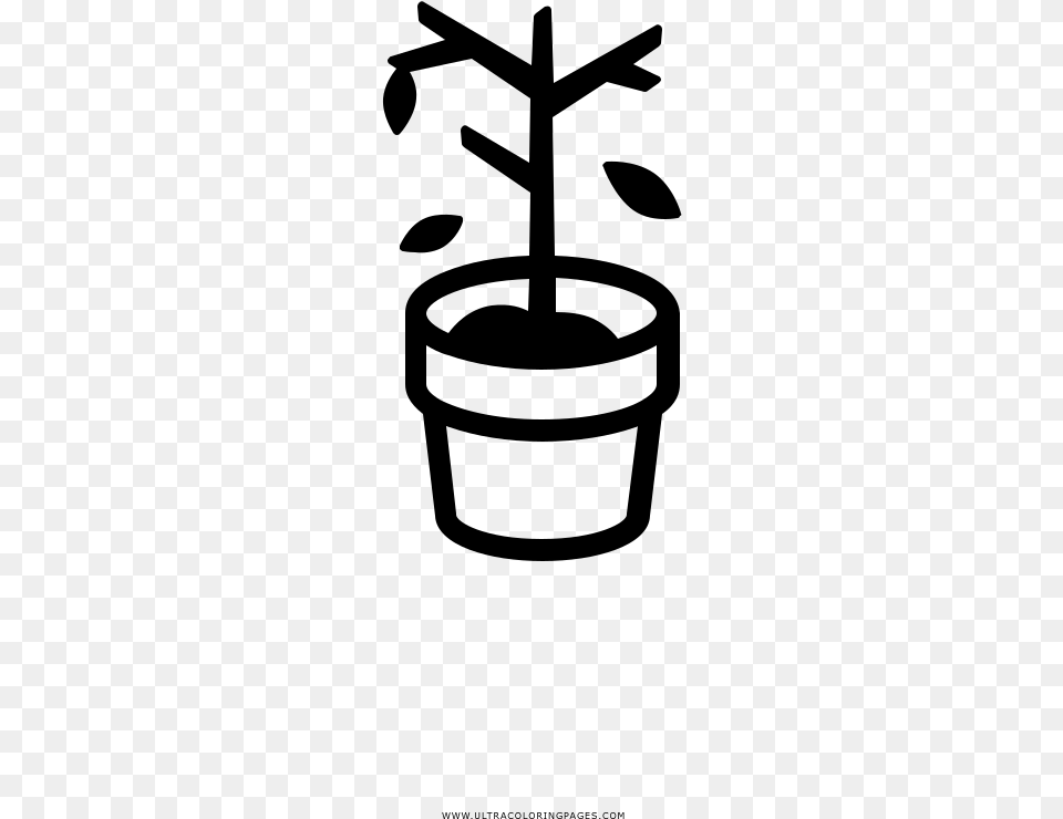 Dry Tree In A Pot Coloring, Gray Free Transparent Png