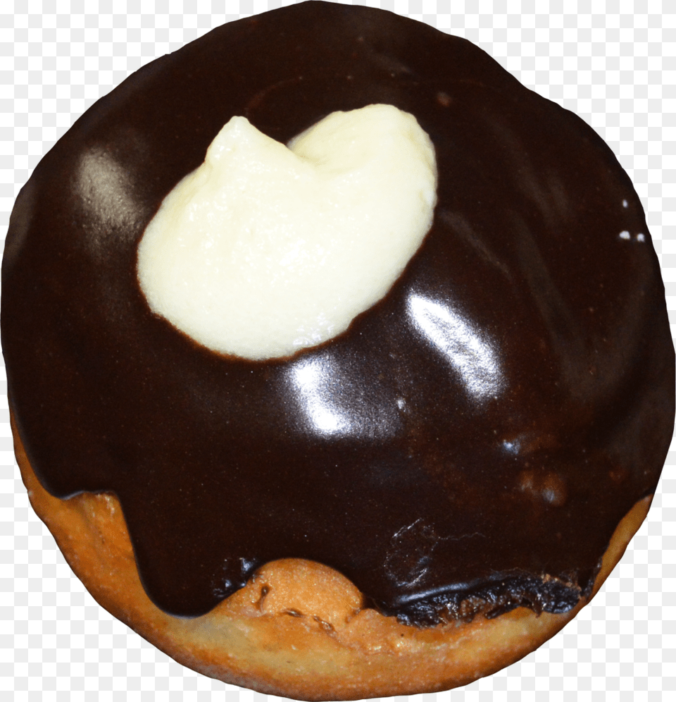 Dsc Chocolate Donut With White Cream Filling, Food, Sweets, Bread Png