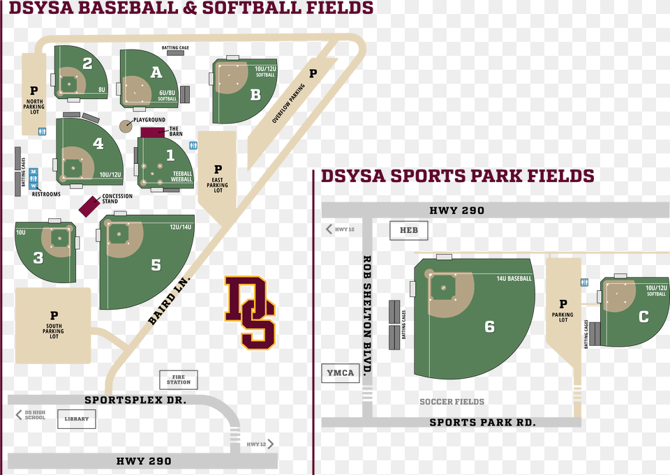 Dsysa Baseball Field Map Png Image