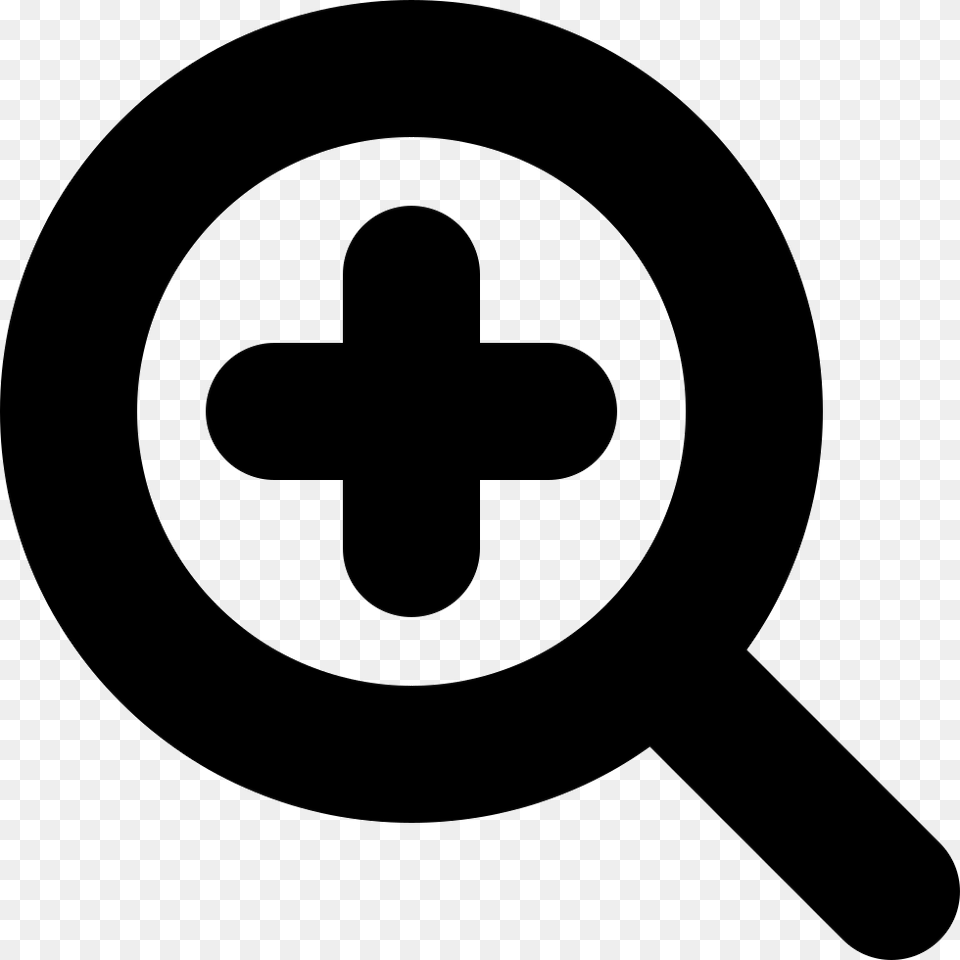 Dt Magnifying Glass Search Plus Icon, Symbol, Cross, Disk Free Png