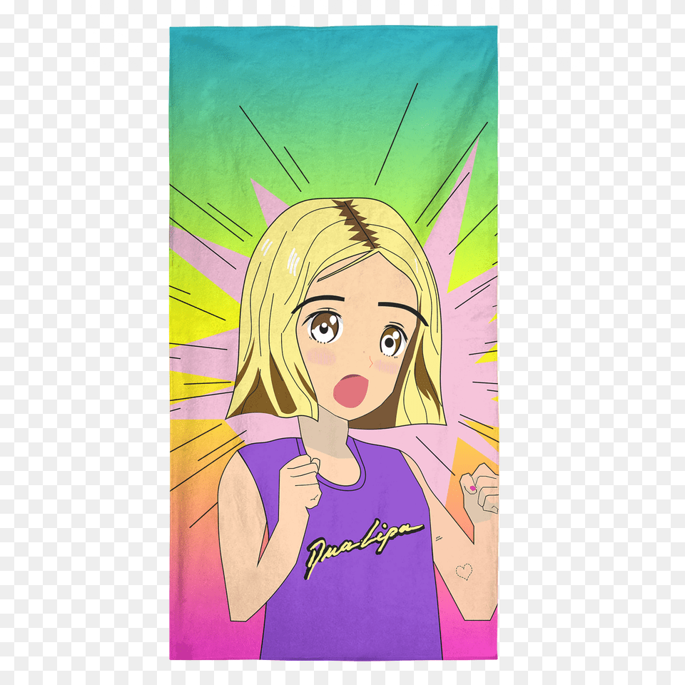 Dua Lipa Manga Beach Towel Dua Lipa Manga Tee, Book, Comics, Publication, Person Free Png Download