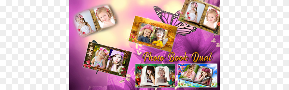 Dual Collage Photobook Frames Artist Of The Beautiful Book, Art, Purple, Child, Female Png Image