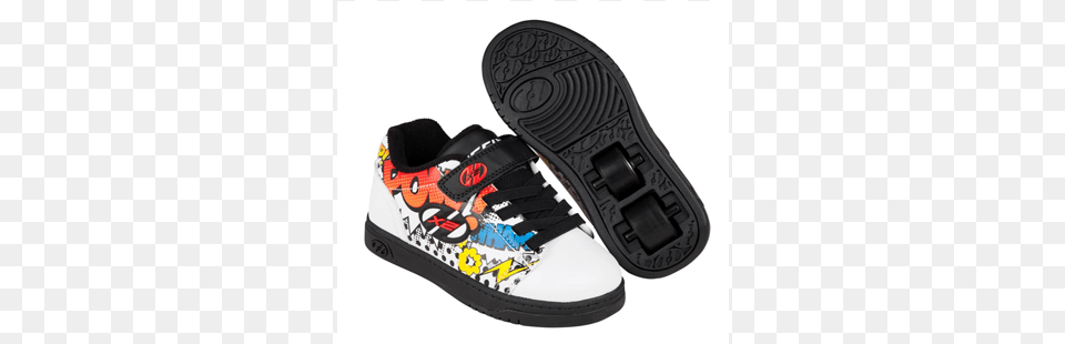 Dual Up Heelys White Black Multi Comic Heelys X2 Dual Up Whiteblackmulti Comic, Clothing, Footwear, Shoe, Sneaker Png