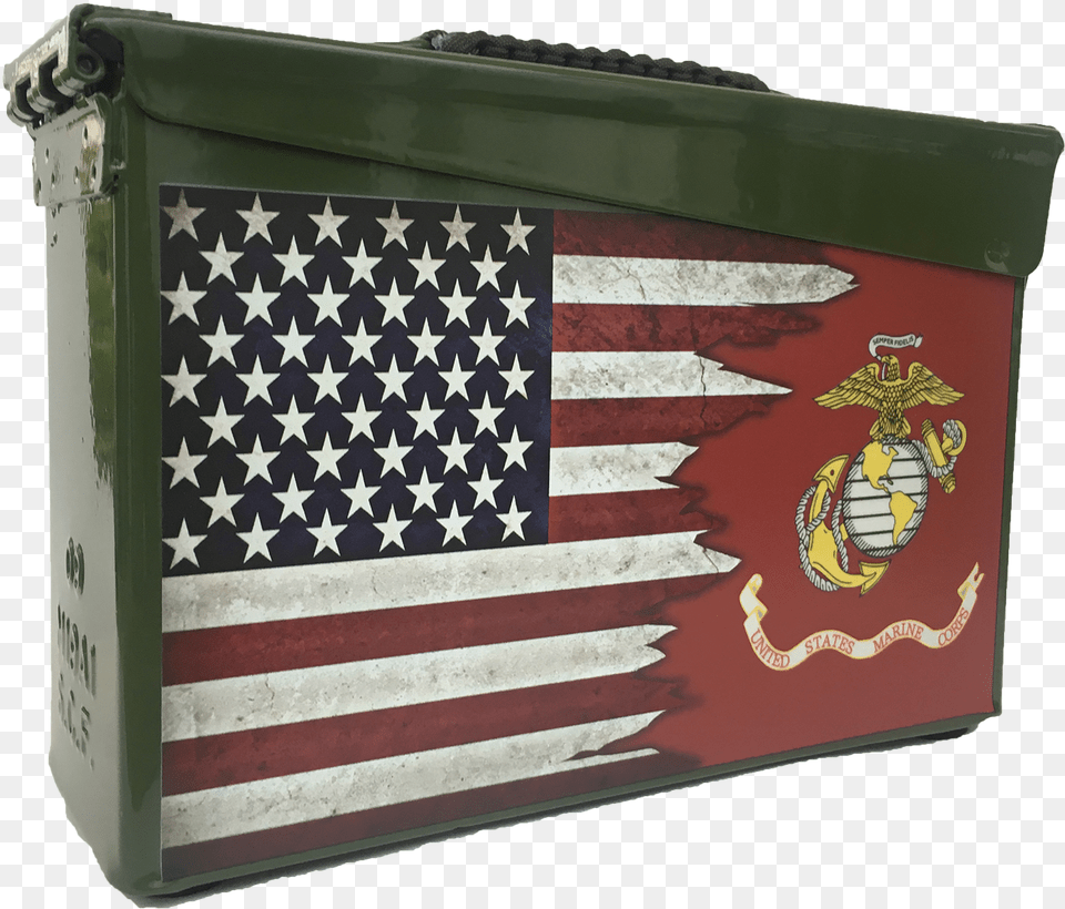 Dual Us Flag Usmc Custom Ammo Can Made The First American Flag, American Flag Png