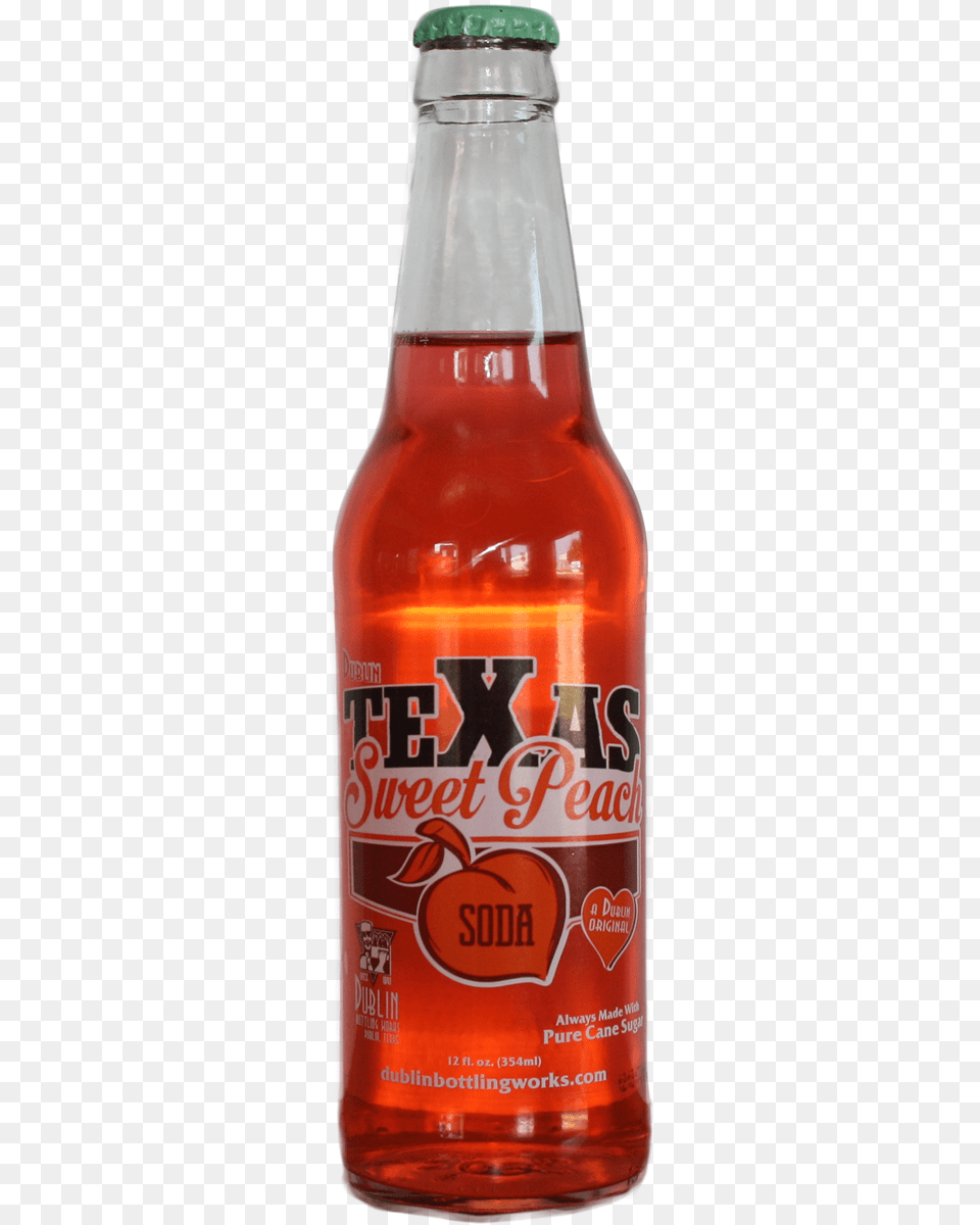 Dublin Texas Sweet Peach Soda Glass Bottle Case Glass Bottle, Alcohol, Beer, Beverage, Pop Bottle Free Png