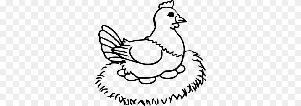 Duck Chicken Coloring Book Rooster Egg Hen Clipart, Gray Png Image
