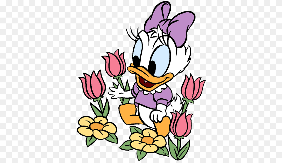 Duck Clipart Baby Daisy, Cartoon, Pattern, Art, Flower Png Image