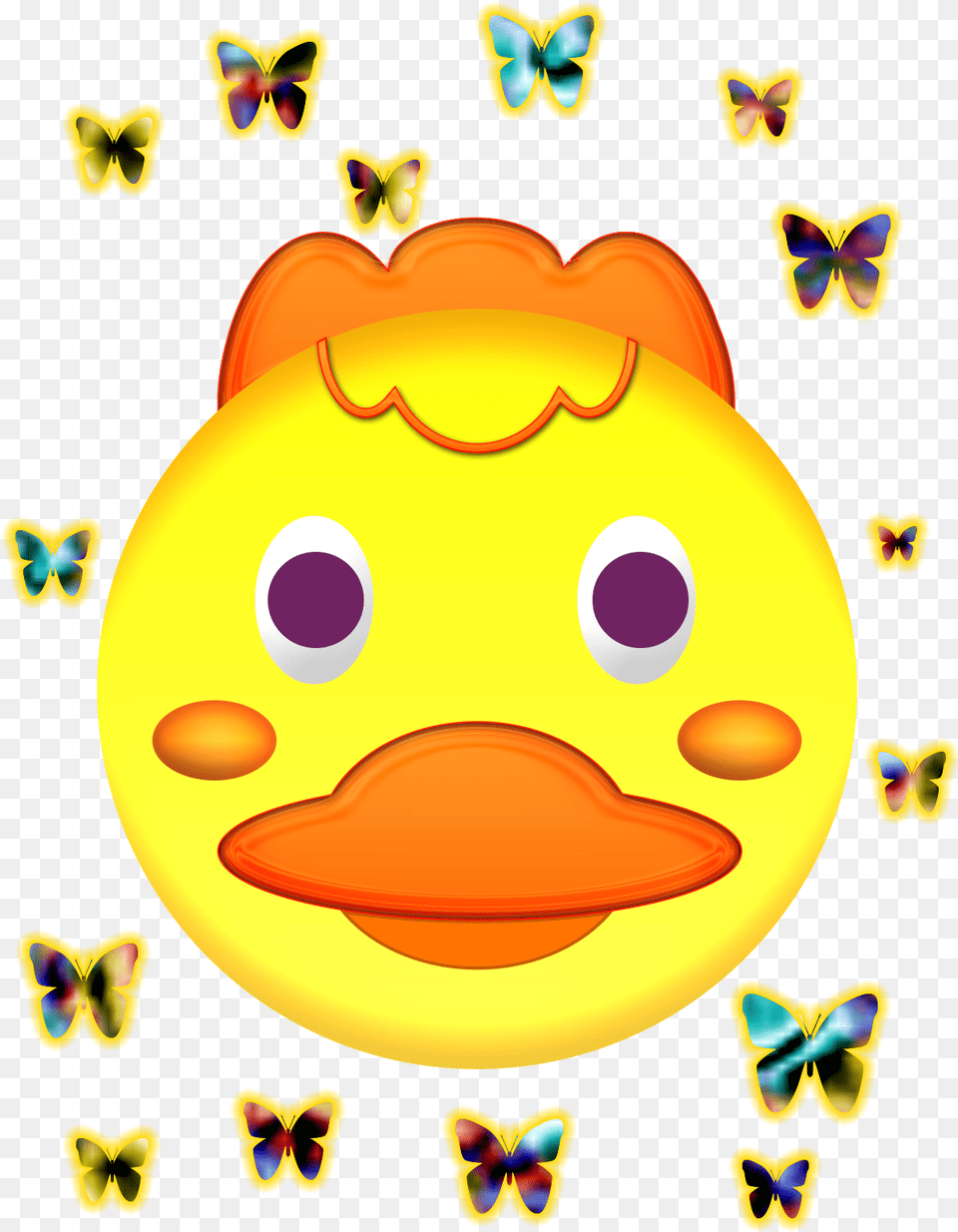 Duck Face And Butterflies Smiley Png