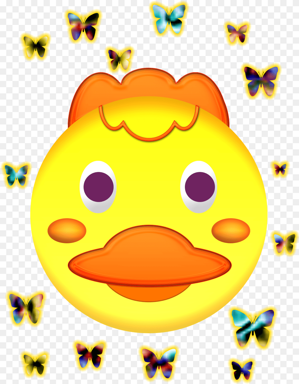 Duck Face And Butterflies Smiley Free Transparent Png