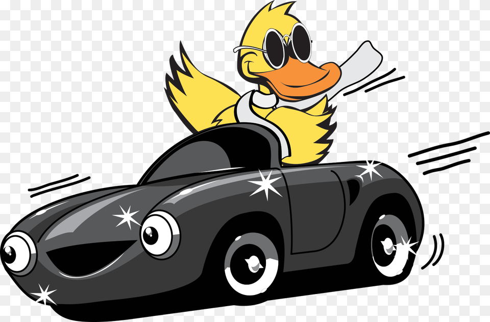 Duck Mascot Driving Car Fast Duck In A Car, Book, Comics, Publication, Cartoon Free Png