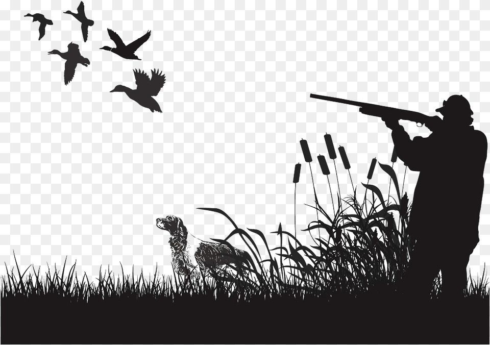 Duck Mural Waterfowl Hunting Wall Decal Black And White Duck Hunting, Wildlife, Animal, Cheetah, Mammal Free Png Download