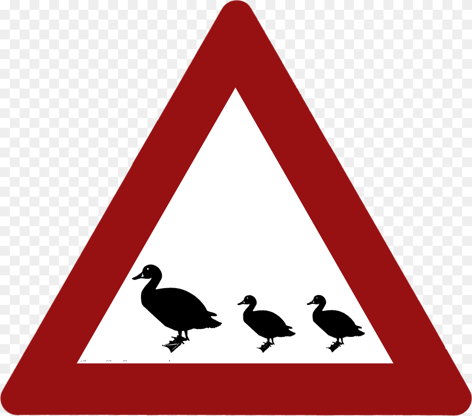 Ducks Crossing The Road Sign Firme Deslizante, Symbol, Animal, Bird, Triangle Free Png