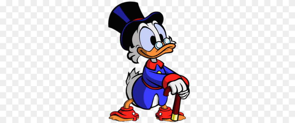 Ducktales Scrooge Mcduck Lying On Money Bags Transparent, Cartoon, Baby, Person Free Png