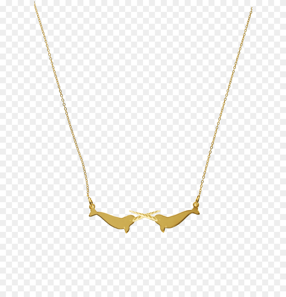 Dueling Narwhal Necklace In Mirror Gold Gold, Accessories, Jewelry Free Png Download