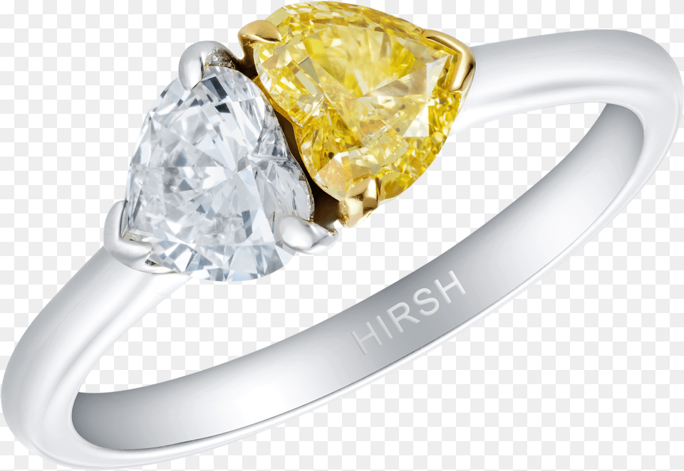 Duet Yellow And White Heart Shape Diamond Ring Solid, Accessories, Gemstone, Jewelry Png Image