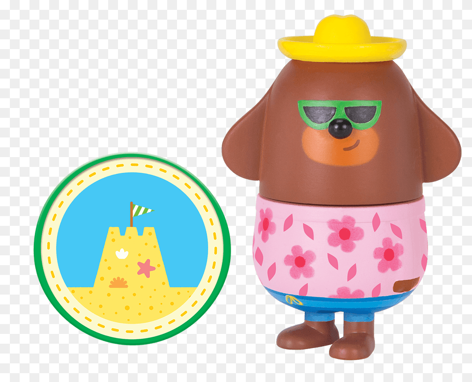 Duggee With Sand Castle Badge, Clothing, Hat, Nature, Outdoors Png Image