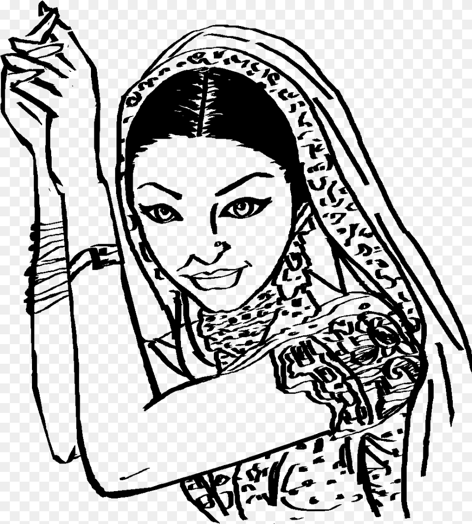 Dulhan Clipart Black And White, Gray Free Png