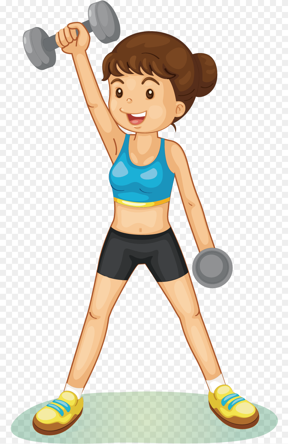 Dumbbell Clipart Sport Training And In Presentations Girl Lifting Weights Cartoon, Boy, Child, Male, Person Png Image